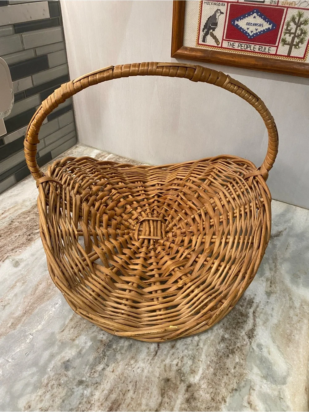 Vintage Wicker Flower Gathering Basket Garden Harvest Trug Farmhouse